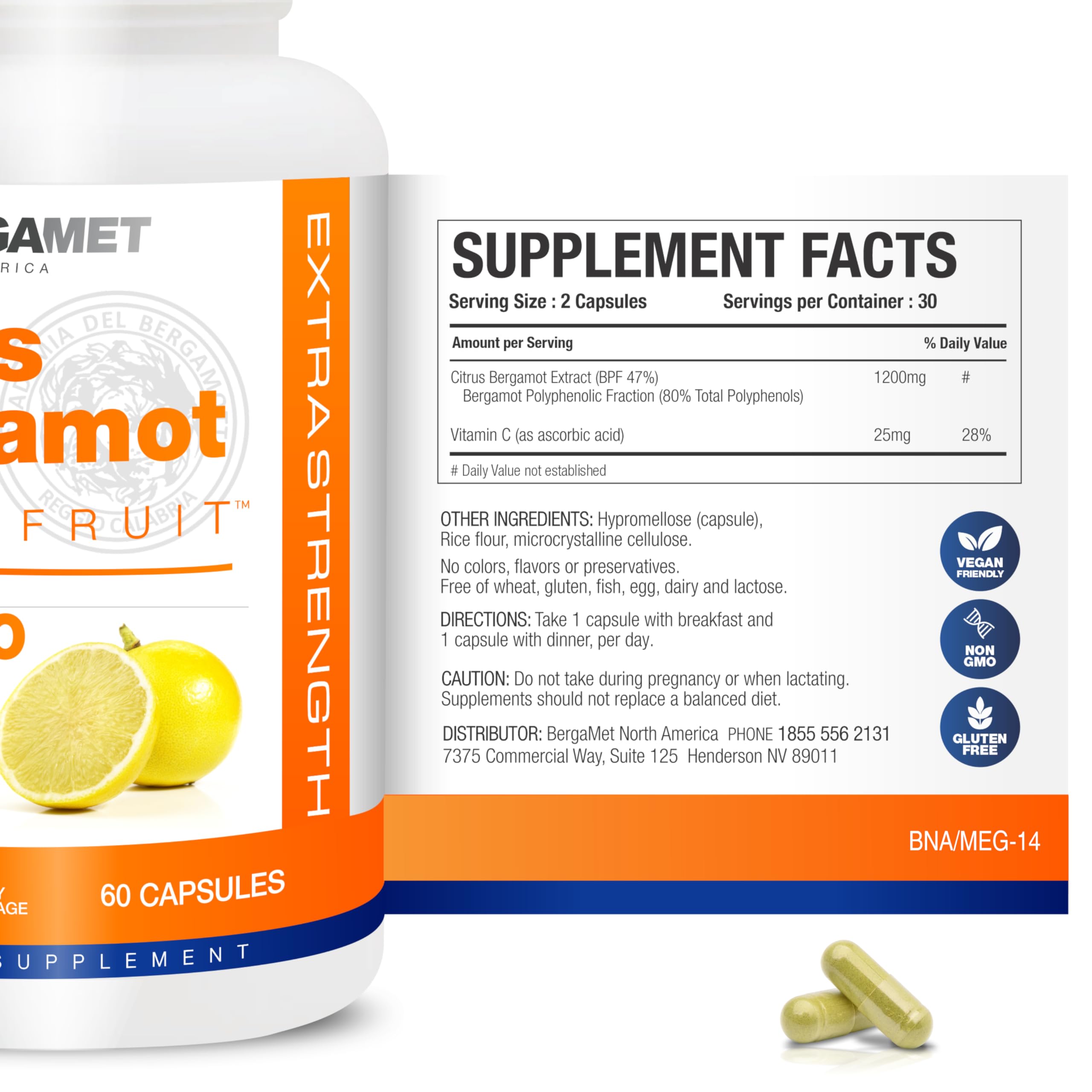BergaMet Citrus Bergamot 170:1 Extract 80% Polyphenols

