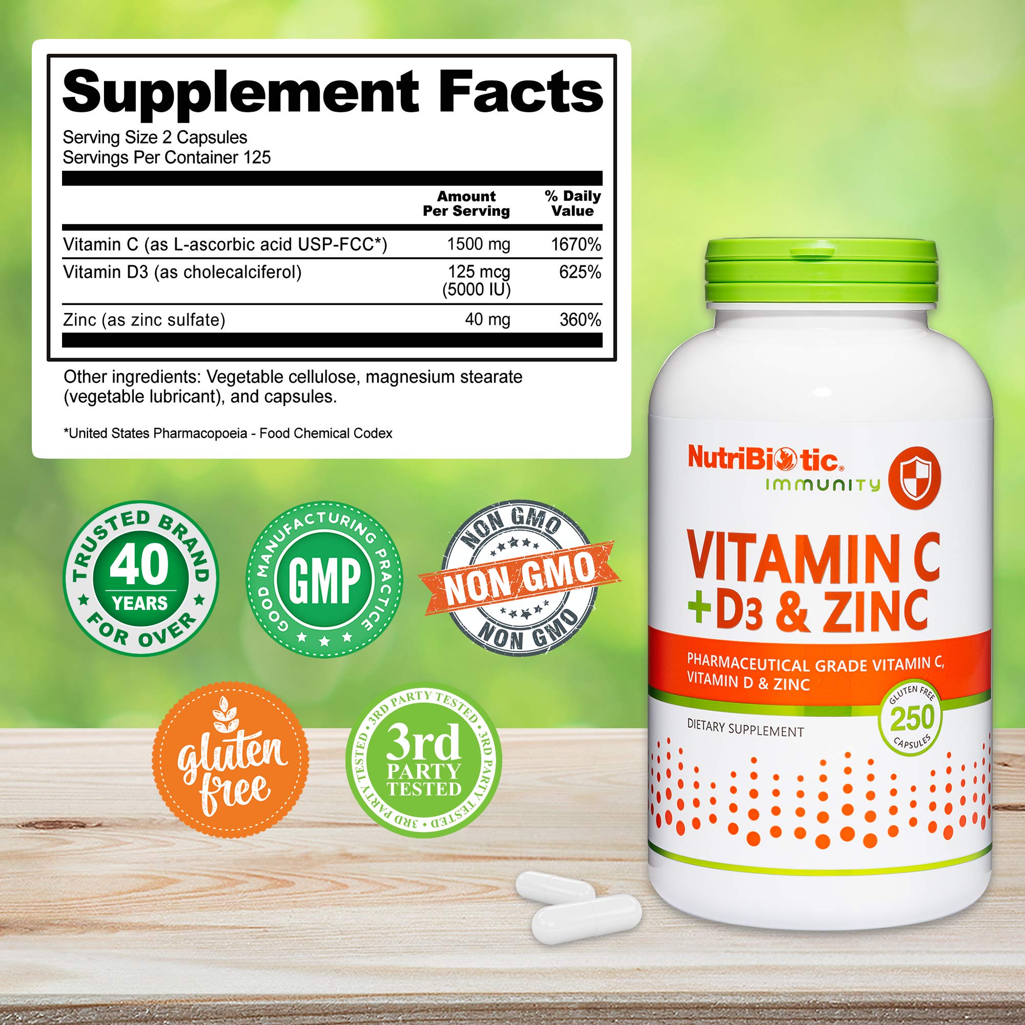 NutriBiotic Vitamin C D3 Zinc Immune Support

