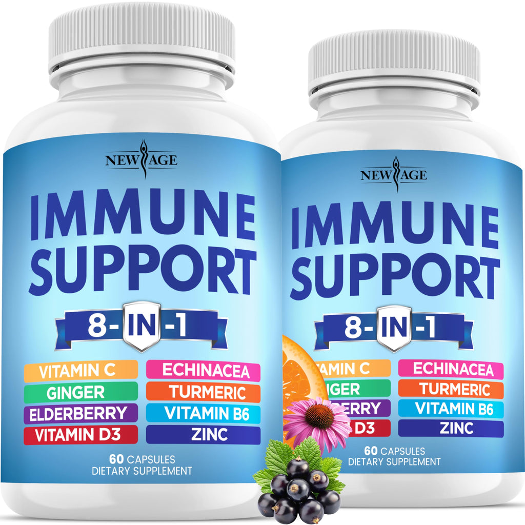 New Age 8 in 1 Immune Support Capsules | Echinacea & D

