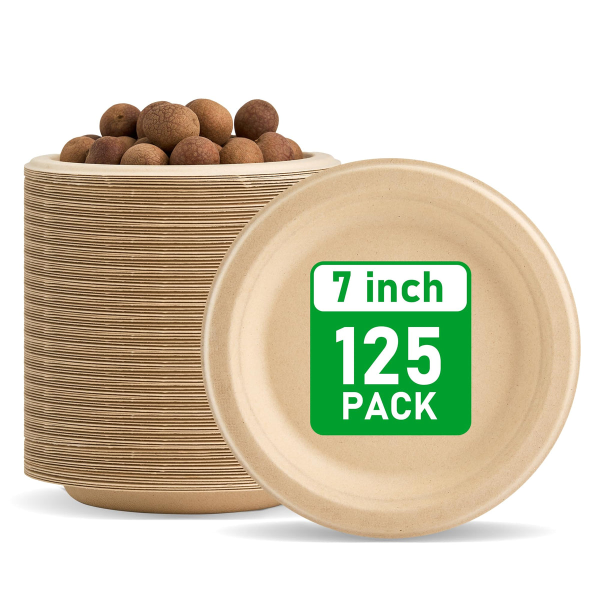 RACETOP Compostable Paper Plates - Heavy Duty Biodegradable Disposable Dinnerware