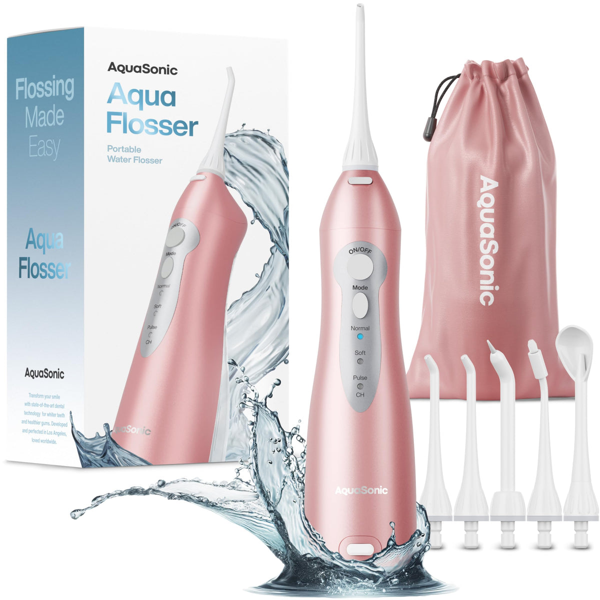 AquaSonic Aqua Flosser – Cordless Water Flosser for Teeth, 5 Tips, Travel