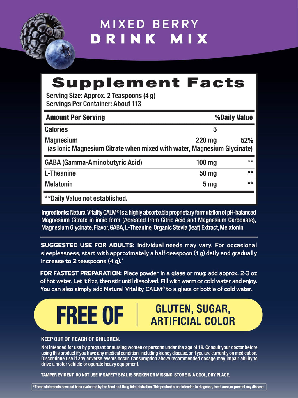 Natural Vitality CALM Sleep Magnesium Drink Mix

