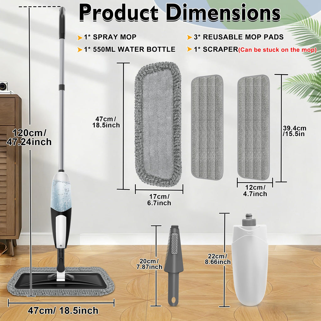 Spray Mop for Floor Cleaning with Microfiber and Swivel

