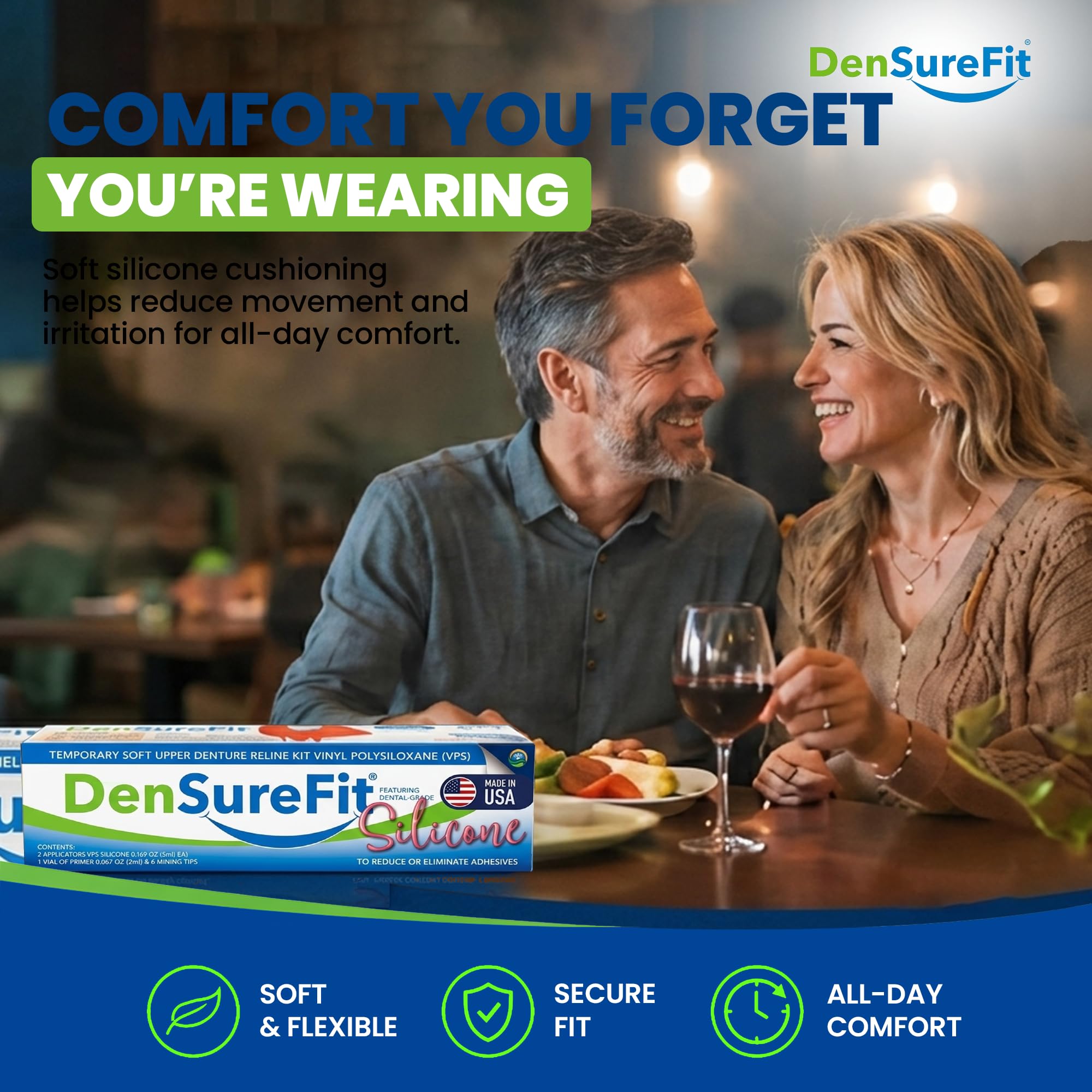DenSureFit Silicone Denture Reliner Kit for Comfort

