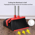 Tiumso Broom with Dustpan Set – Self-Cleaning Teeth

