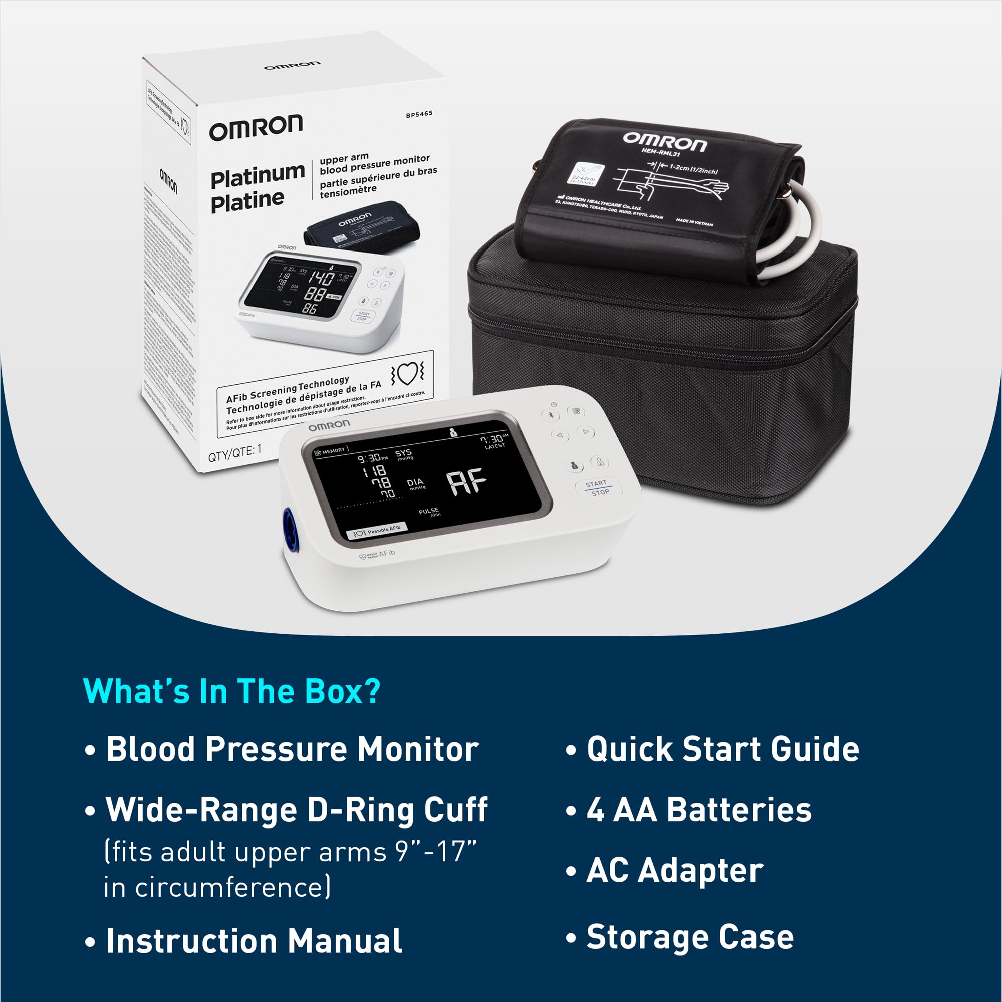 OMRON Platinum Upper Arm Blood Pressure Monitor | Home Use

