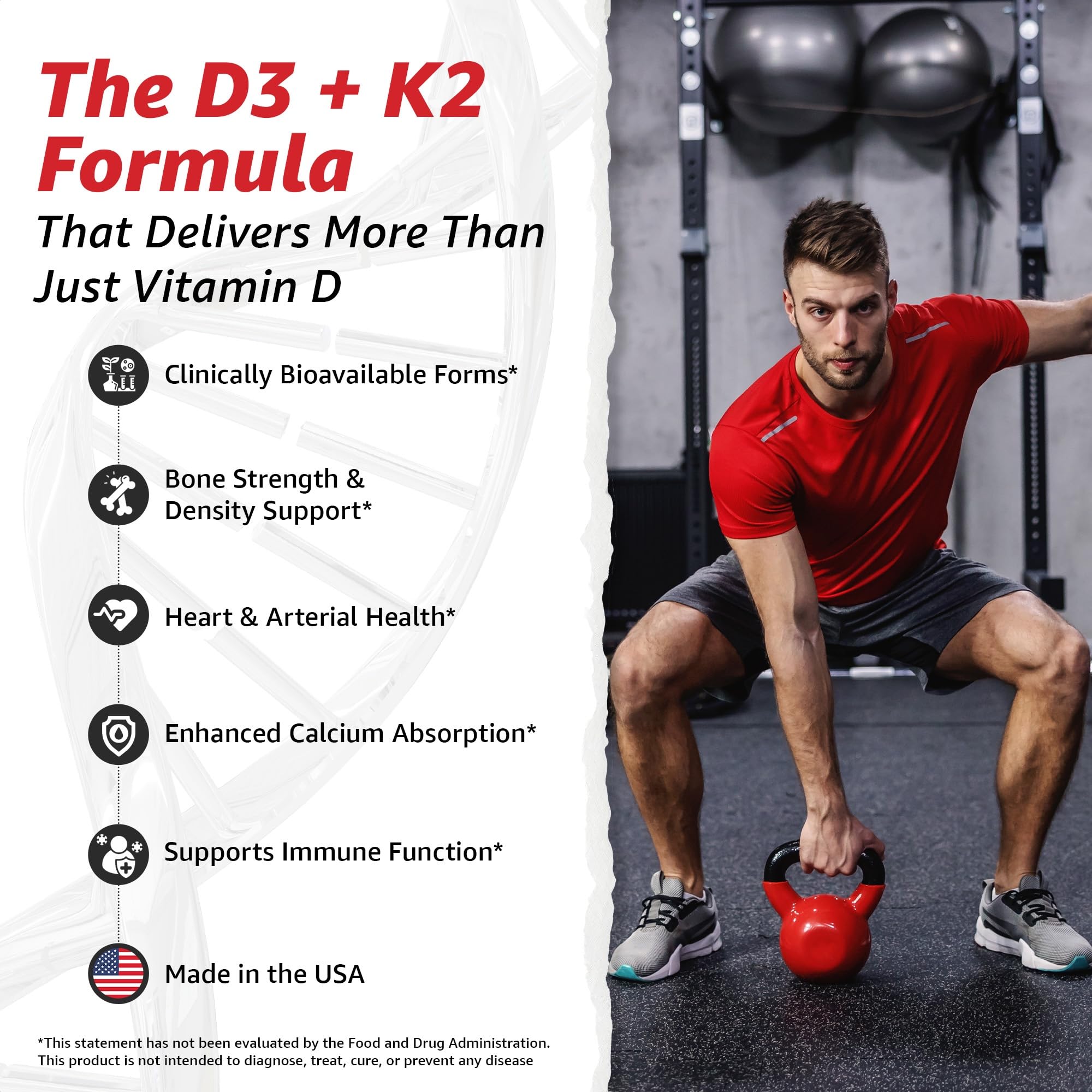 Vitamin D and K Supplement by 10X Health

