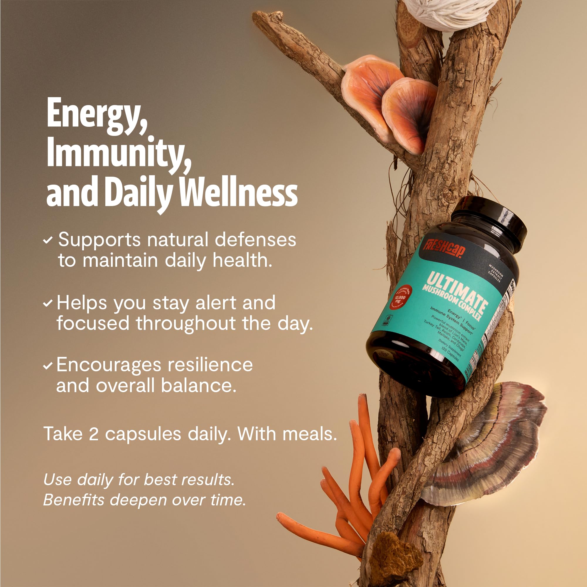 FreshCap Organic Mushroom Supplement - 12:1 Extract

