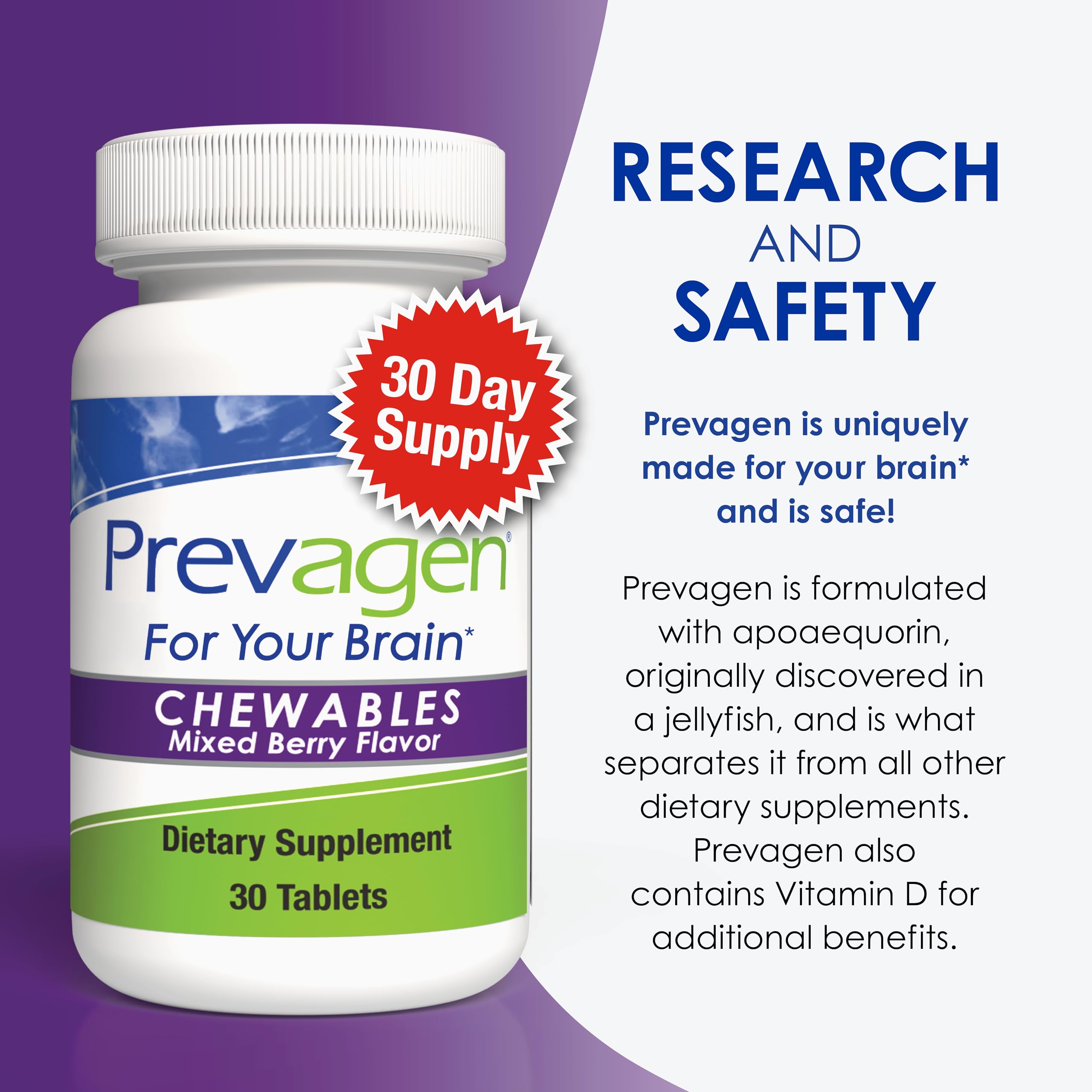 Prevagen Regular Chewables | Apoaequorin & Vitamin D3

