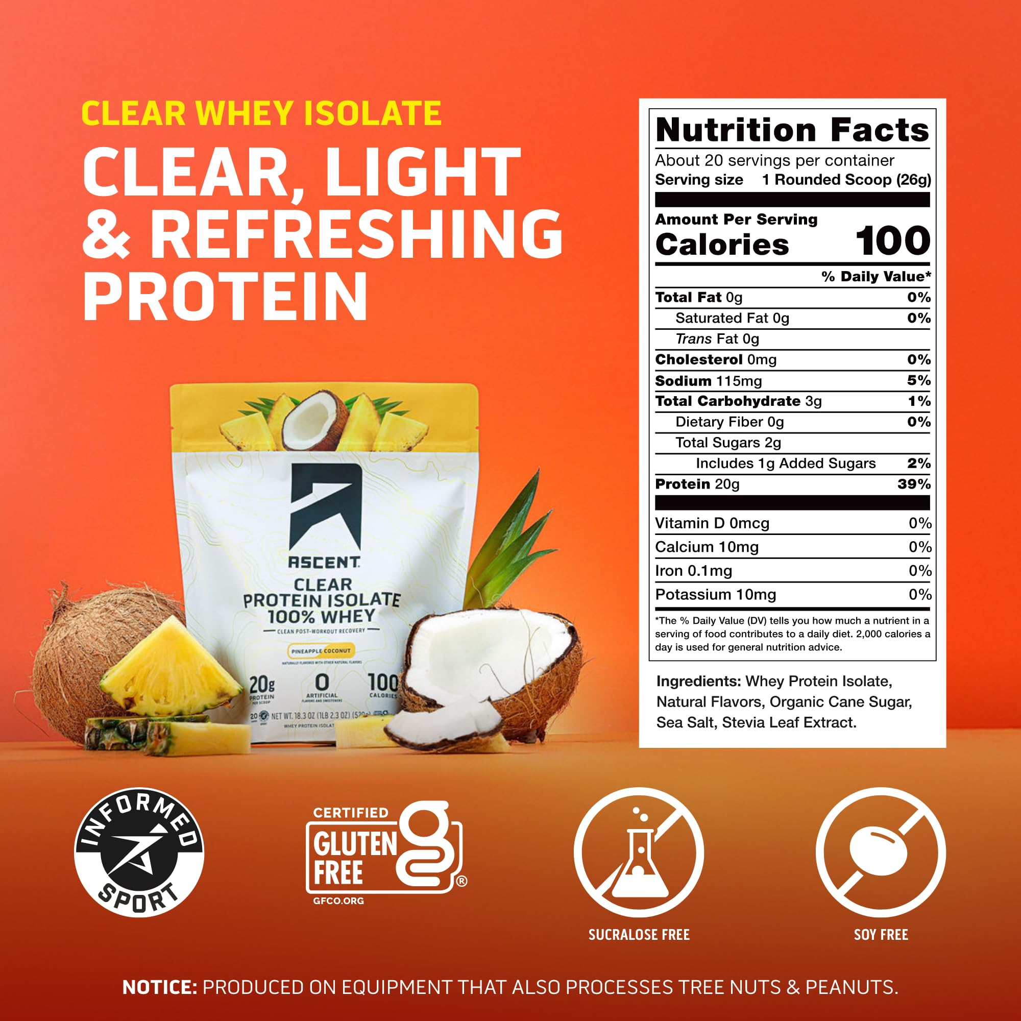 Ascent Clear Whey Protein Powder 100% Isolate

