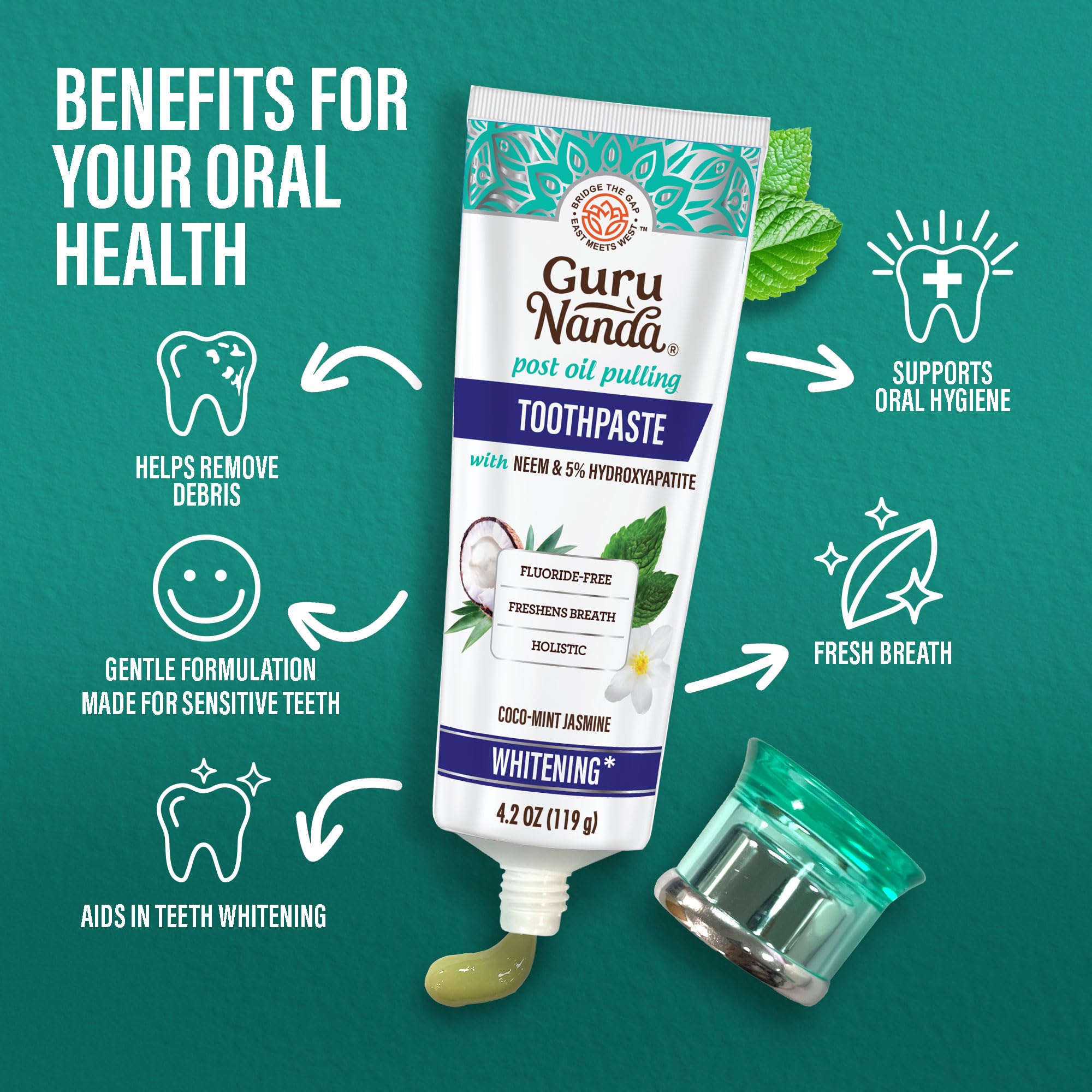 GuruNanda Hydroxyapatite Toothpaste Neem Xylitol Whitening

