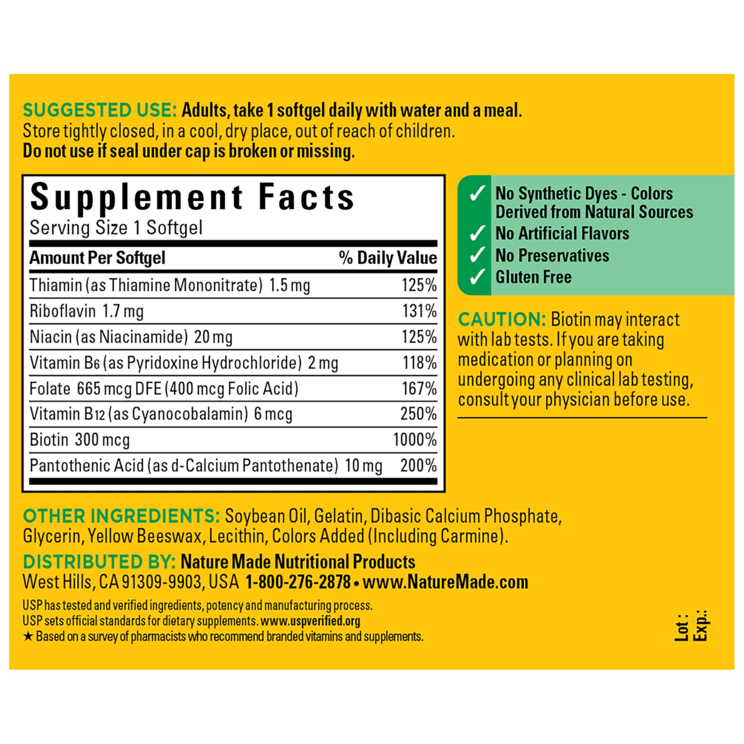 Nature Made Super B Complex Vitamins for Energy Metabolism

