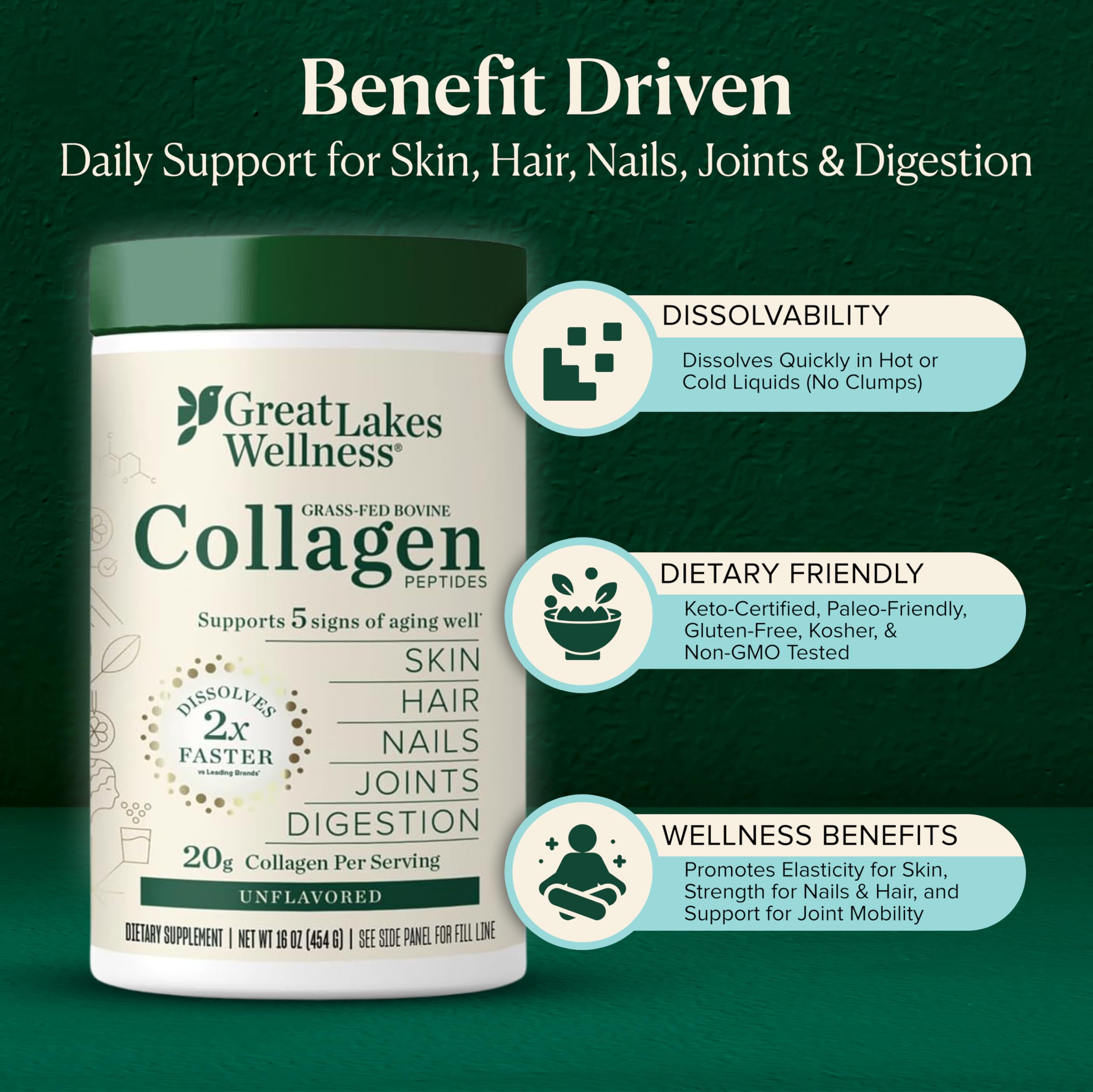 Great Lakes Wellness Collagen Peptides Powder Hydrolyzed


