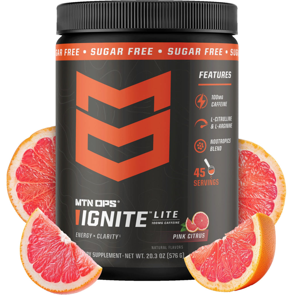 MTN OPS Ignite Sugar Free Energy Drink Powder with 200 mg Caffeine, Nootropic Blend