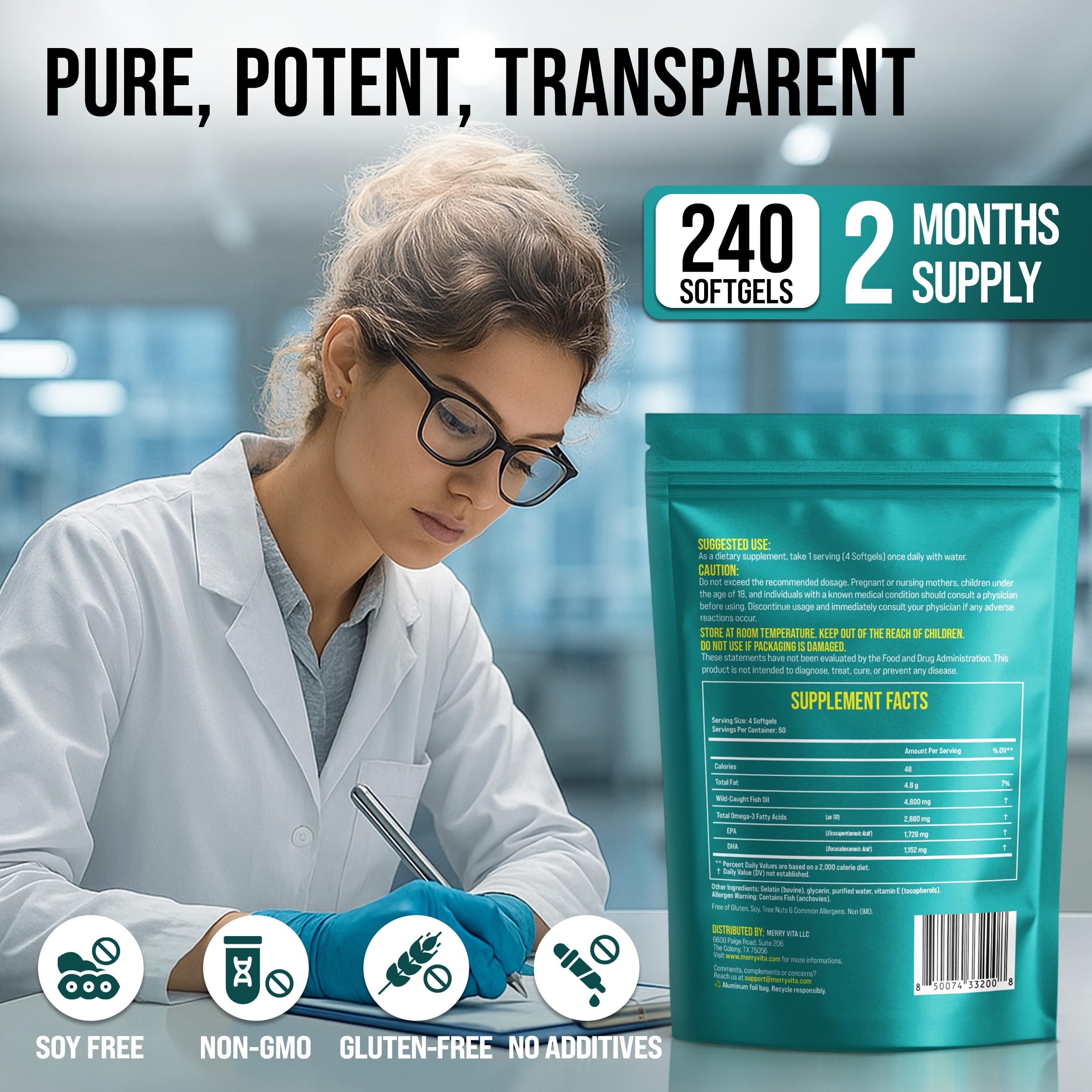 MerryVita Omega-3 Fish Oil Softgels Burpless

