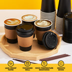 RACETOP Disposable Coffee Cups with Lids and Sleeves

