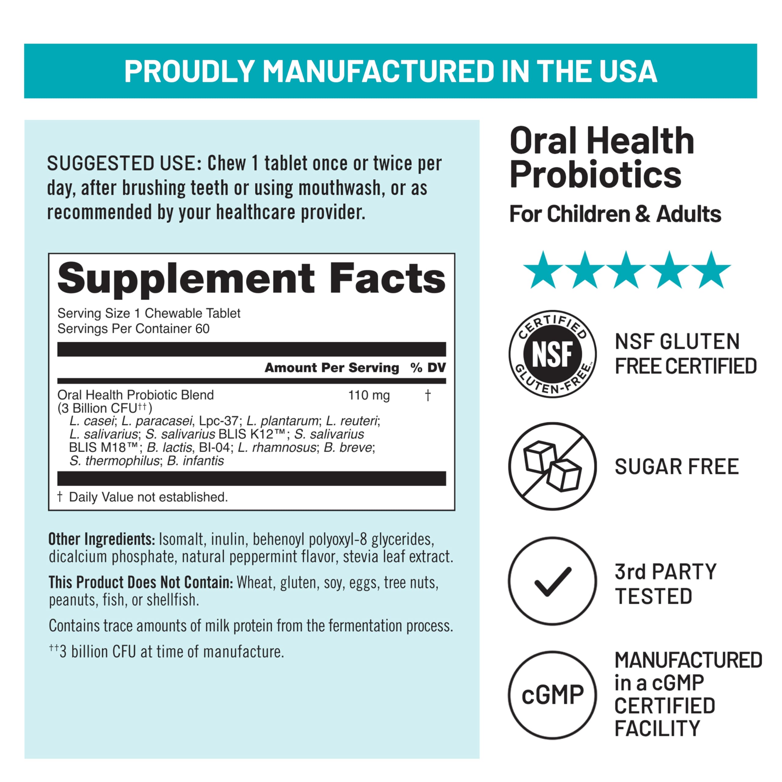 NatureWise Oral Probiotics Mint Chewables for Mouth Health

