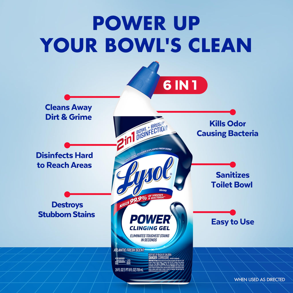 Lysol Toilet Bowl Cleaner Max Strength Cling Gel Bleach-Free

