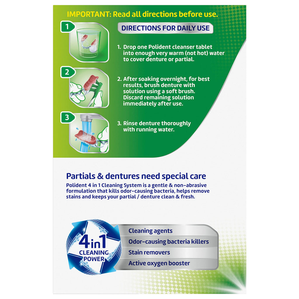 Polident Overnight Whitening Denture Cleanser Tablets

