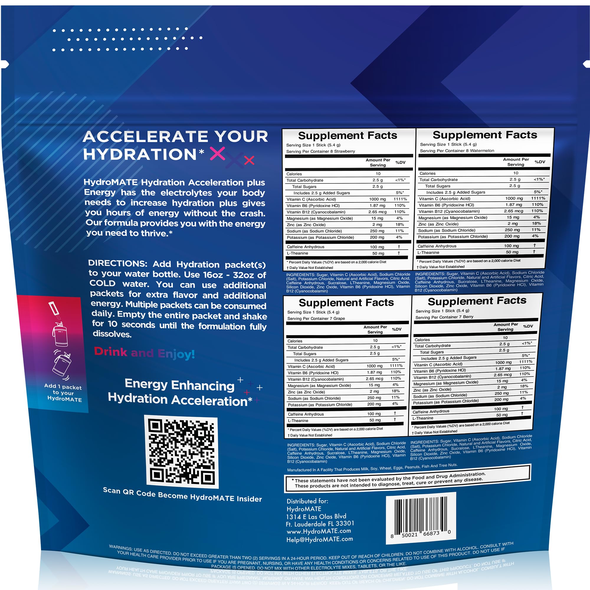 HydroMATE Electrolyte Drink Mix – Vitamin C & Caffeine

