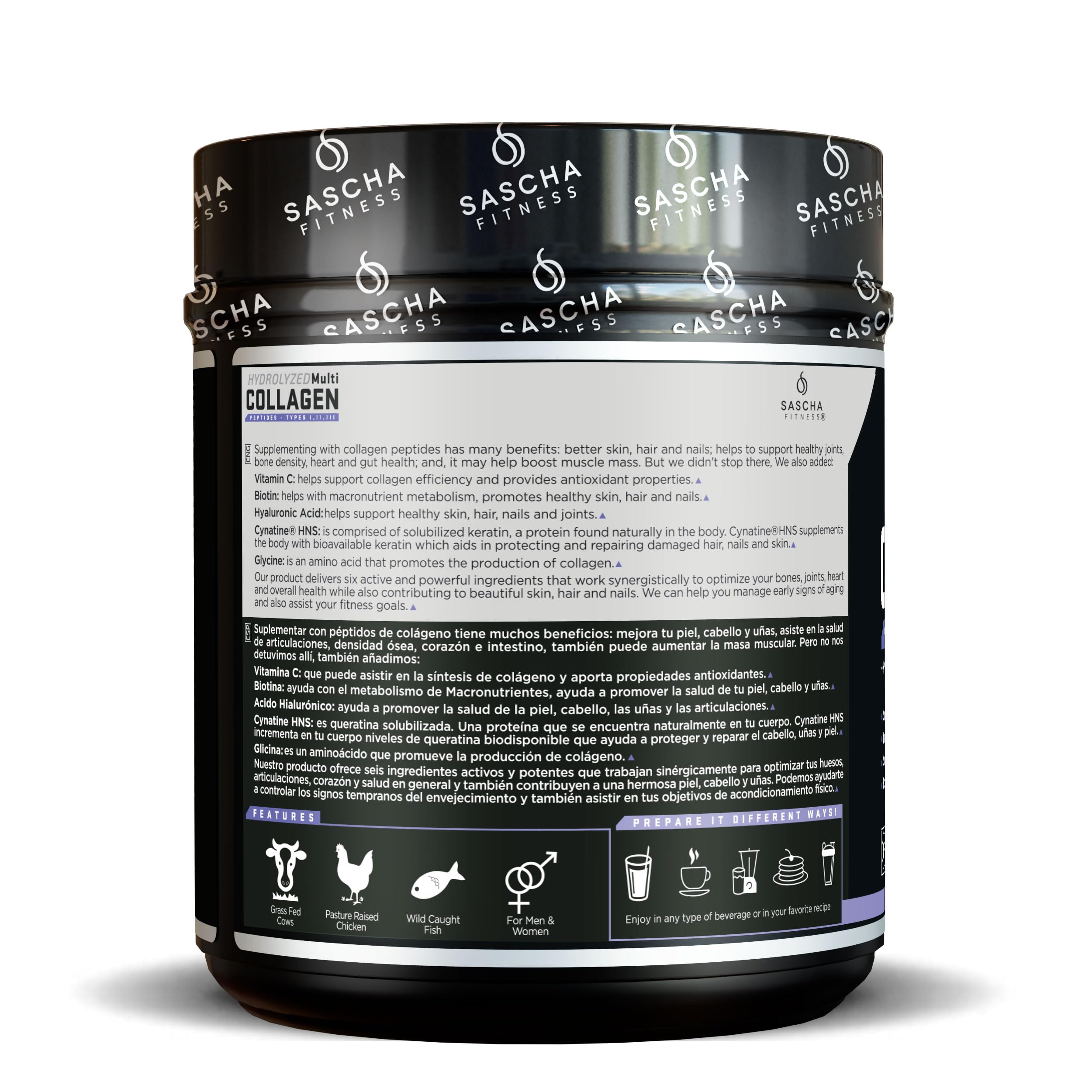 SASCHA FITNESS Collagen Peptides with Hyaluronic Acid


