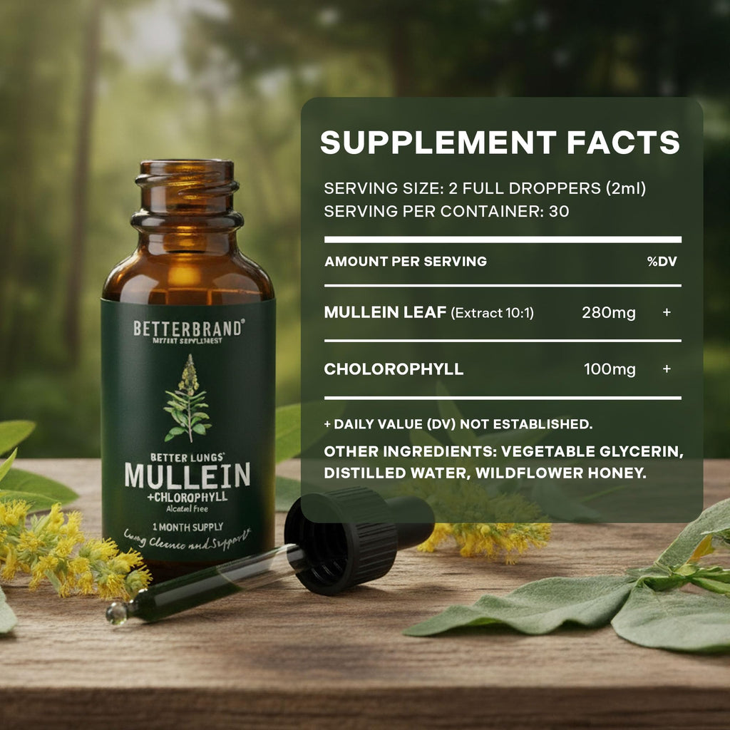 Betterbrand Mullein Drops for Lung Detox - Alcohol-Free

