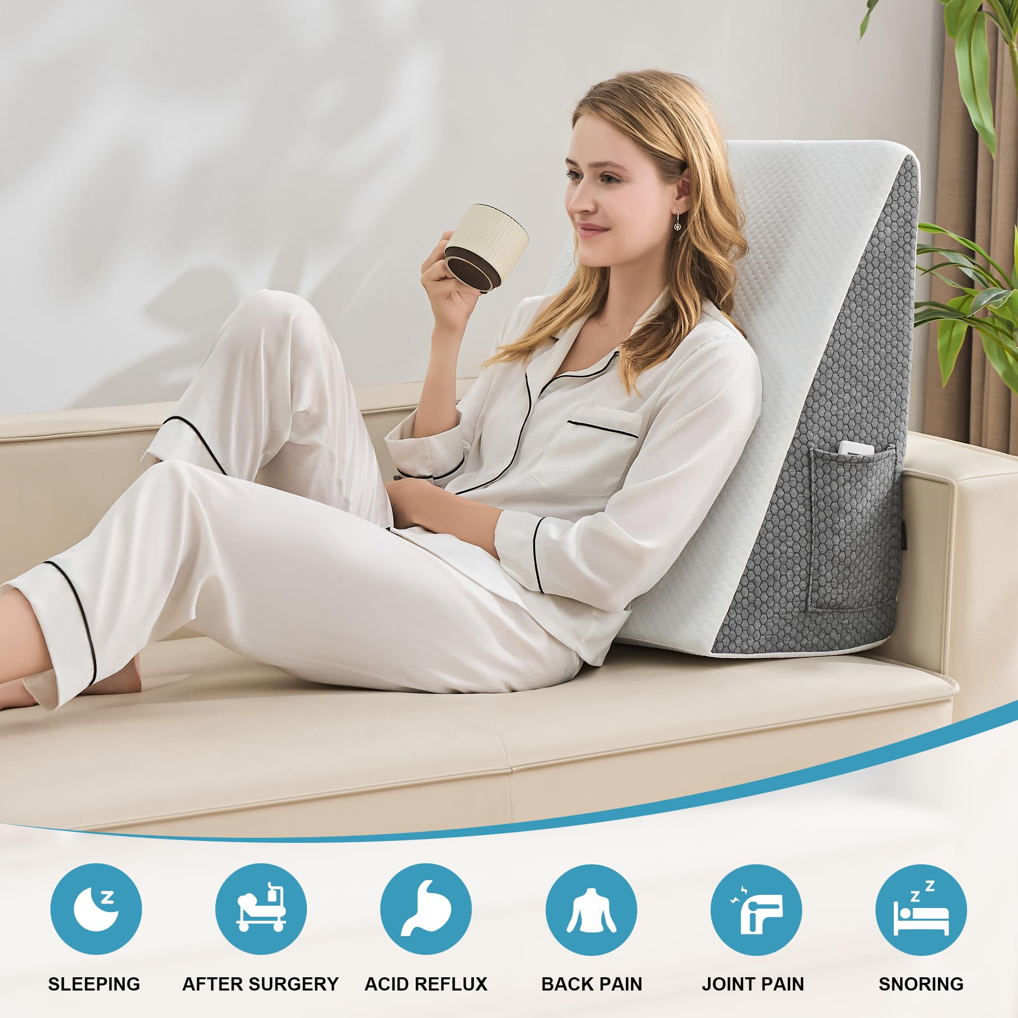 Yojoker Memory Foam Wedge Pillow for Sleeping & Bed Rest

