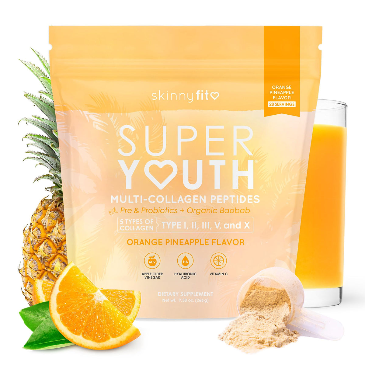 SkinnyFit Super Youth Collagen for Women - Multi Collagen Peptides Powder
