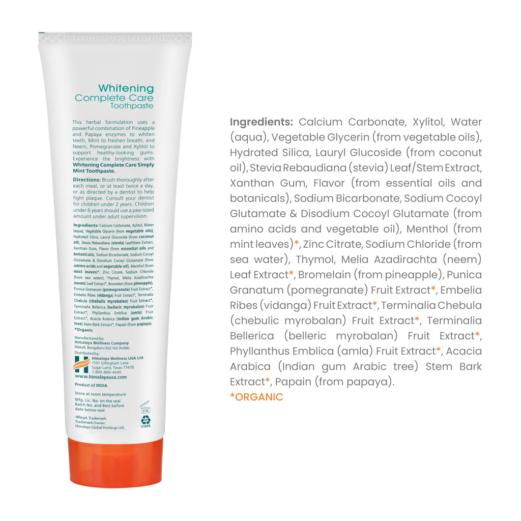 Himalaya Botanique Whitening Toothpaste - Fluoride Free, Cruelty-Free

