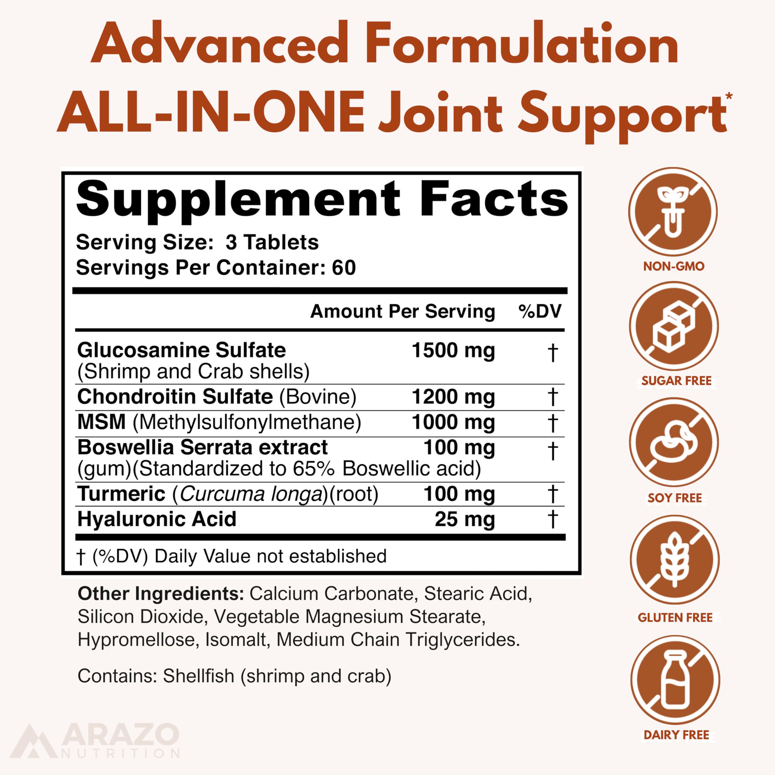 Arazo Nutrition Glucosamine Chondroitin Joint Support

