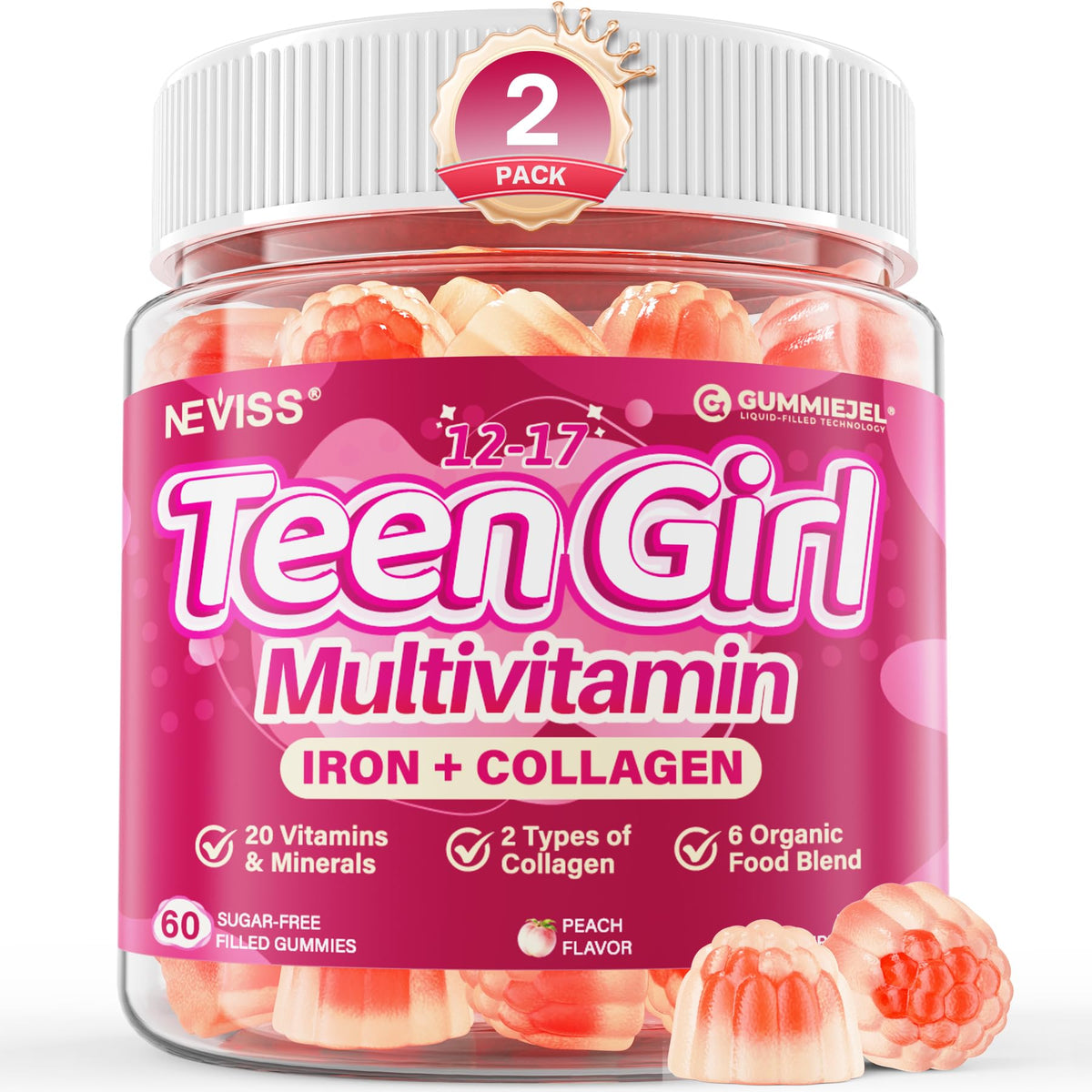 NEVISS Teen Girl Methylated Multivitamin Gummies 12-17