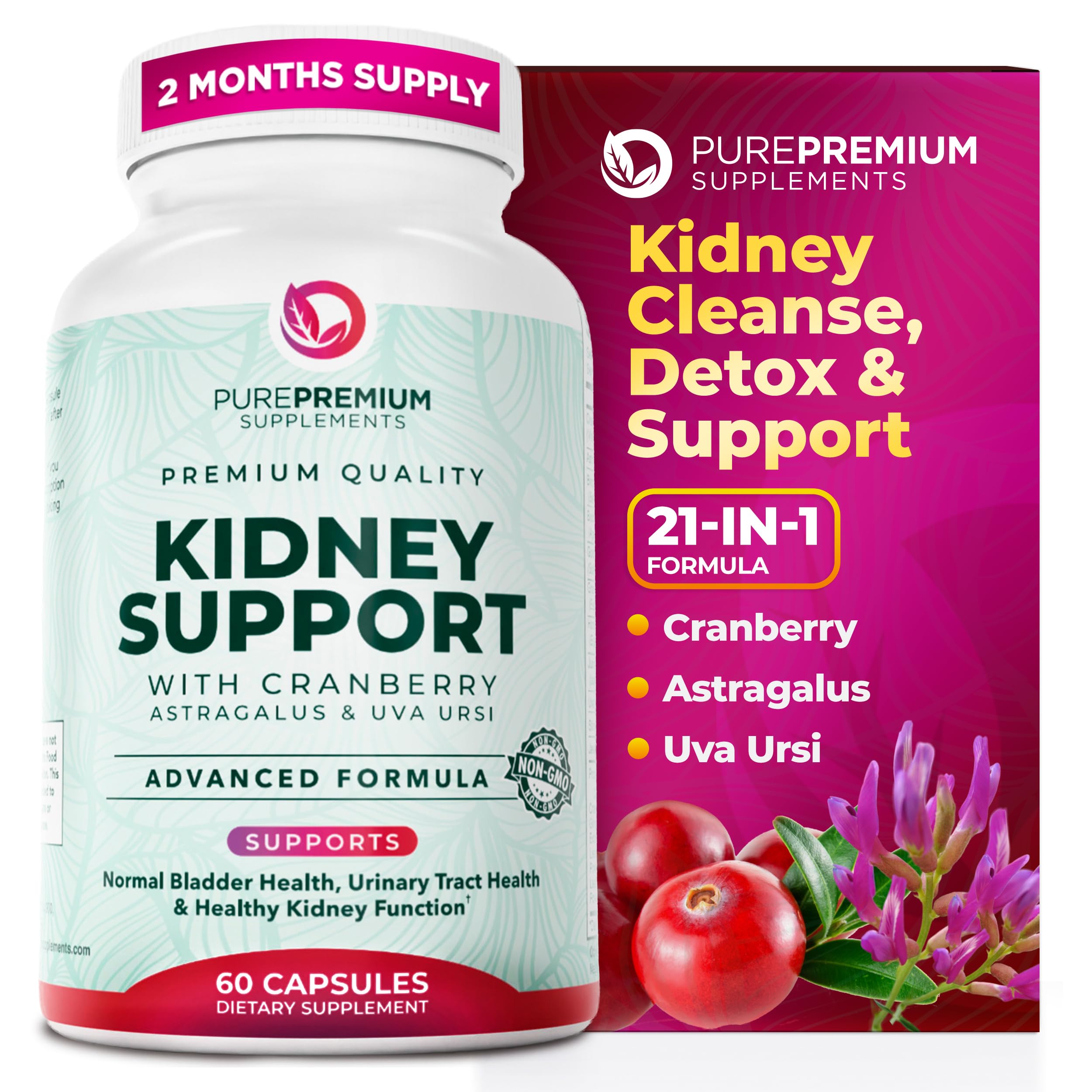 PurePremium Kidney Support - Cranberry & Astragalus Detox

