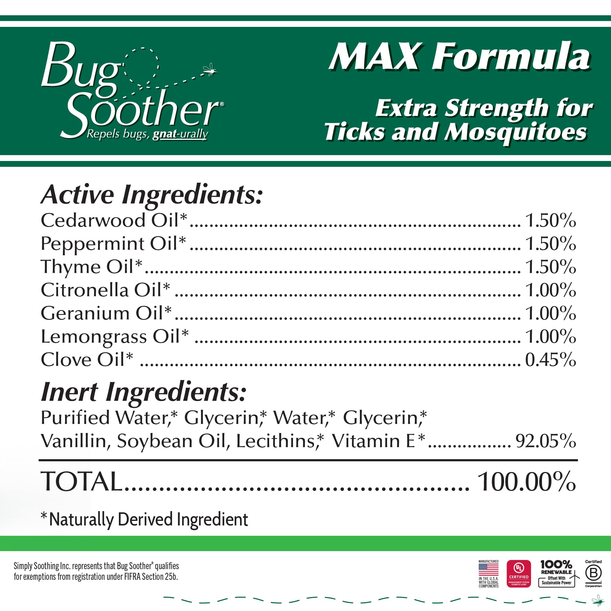 Bug Soother MAX Natural Tick & Mosquito Repellent Spray

