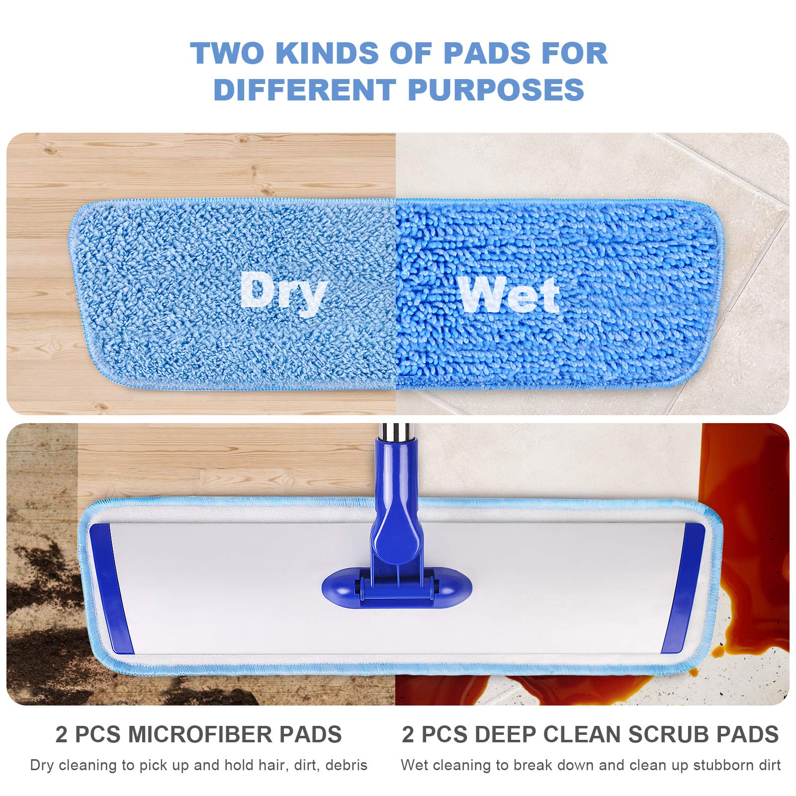 18in Microfiber Flat Mop Cleaning System | Stainless Steel Handle

