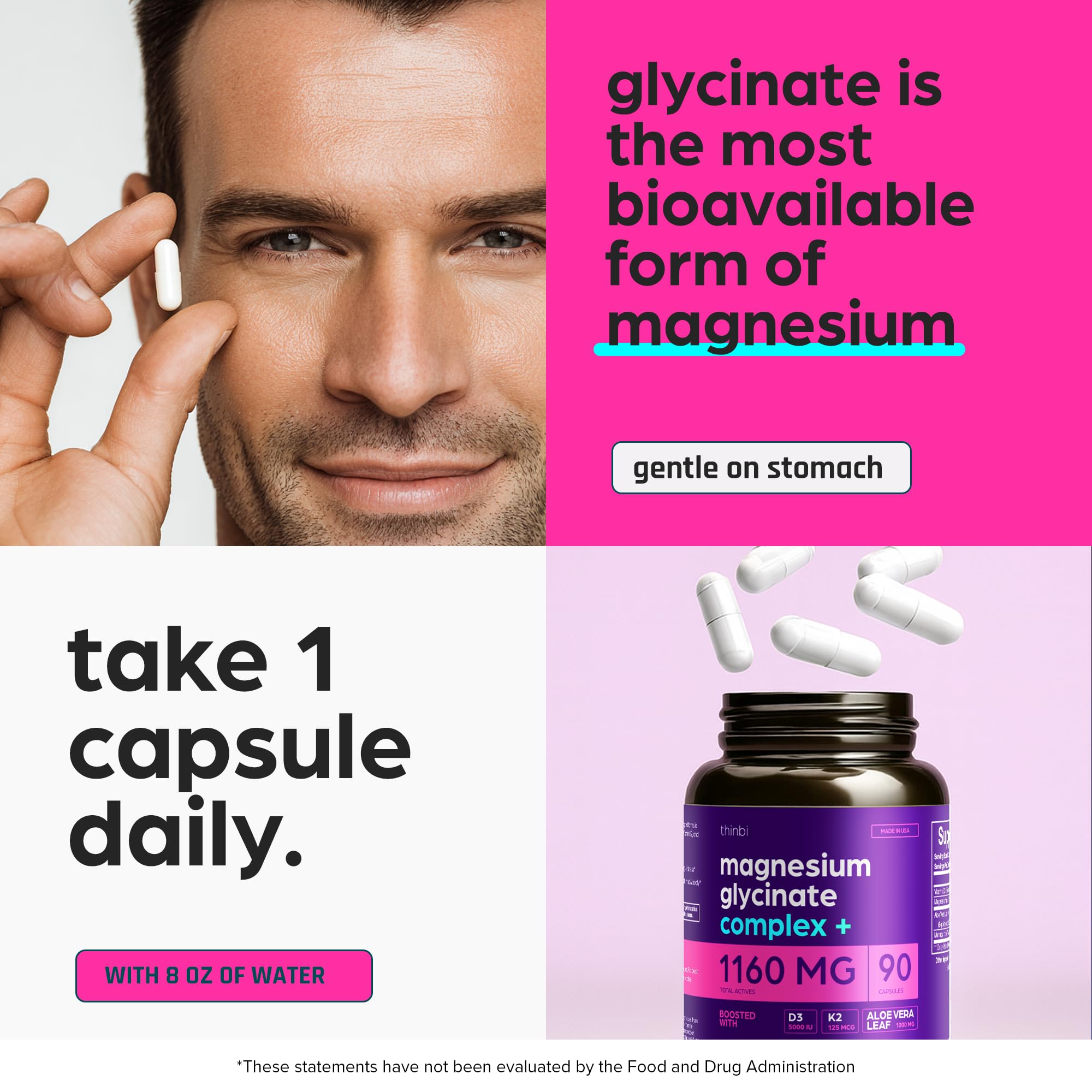 Magnesium Glycinate Chelated with Aloe & D3 | Absorption


