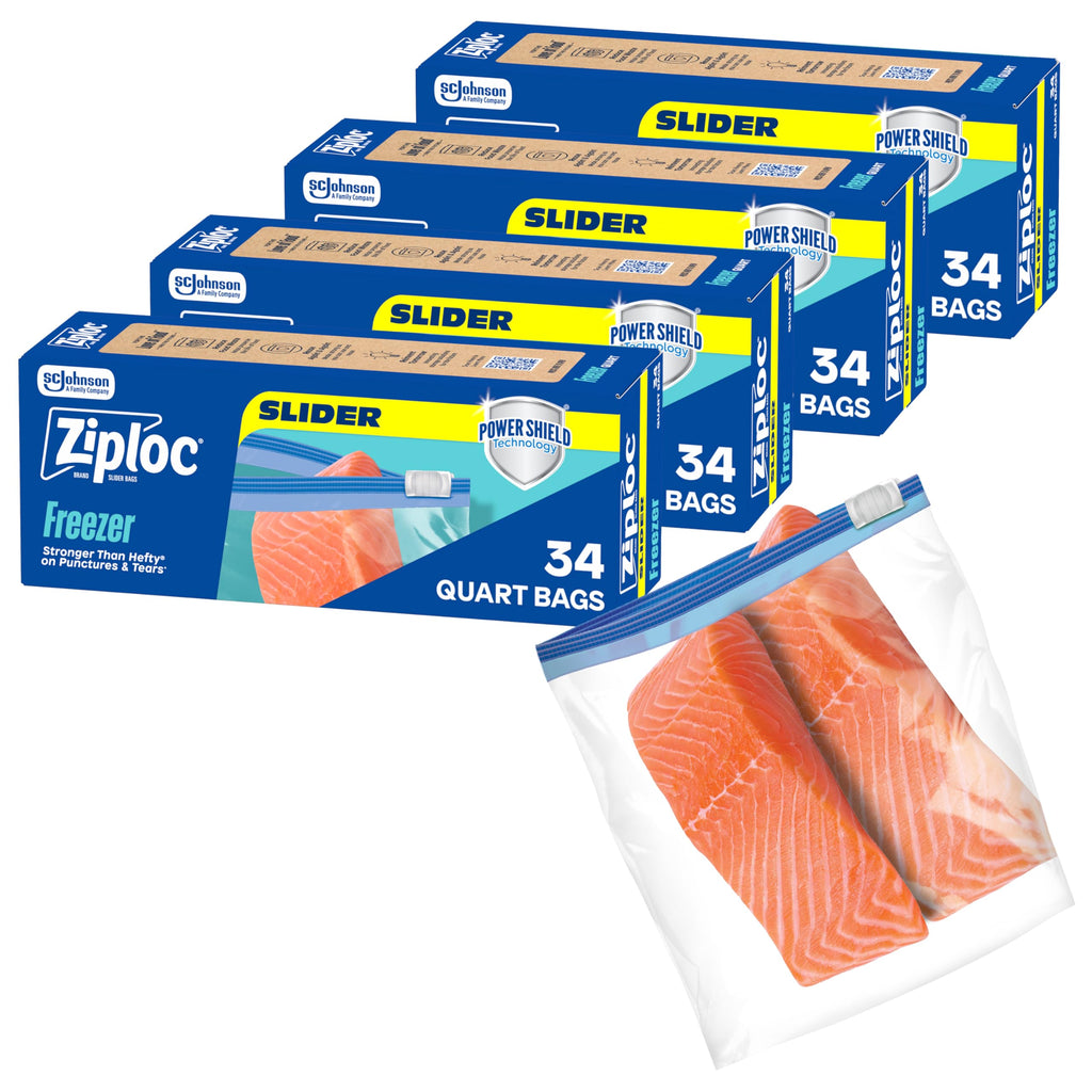 Ziploc Quart Freezer Slider Bags - Durable Food Storage

