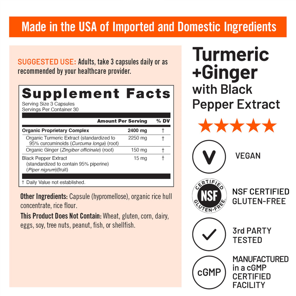 NatureWise Turmeric Curcumin + Ginger Supplement - Vegan

