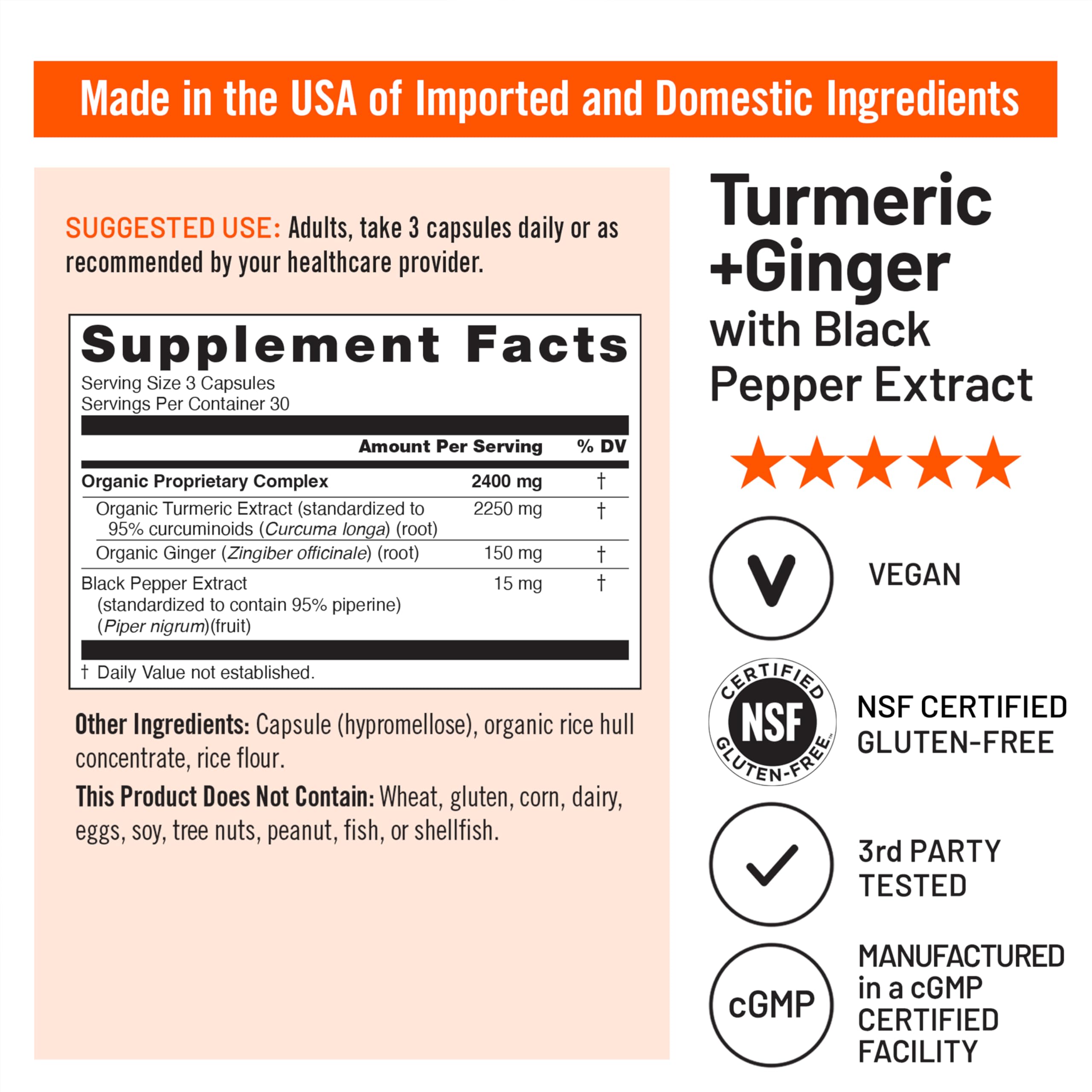 NatureWise Turmeric Curcumin + Ginger Supplement - Vegan


