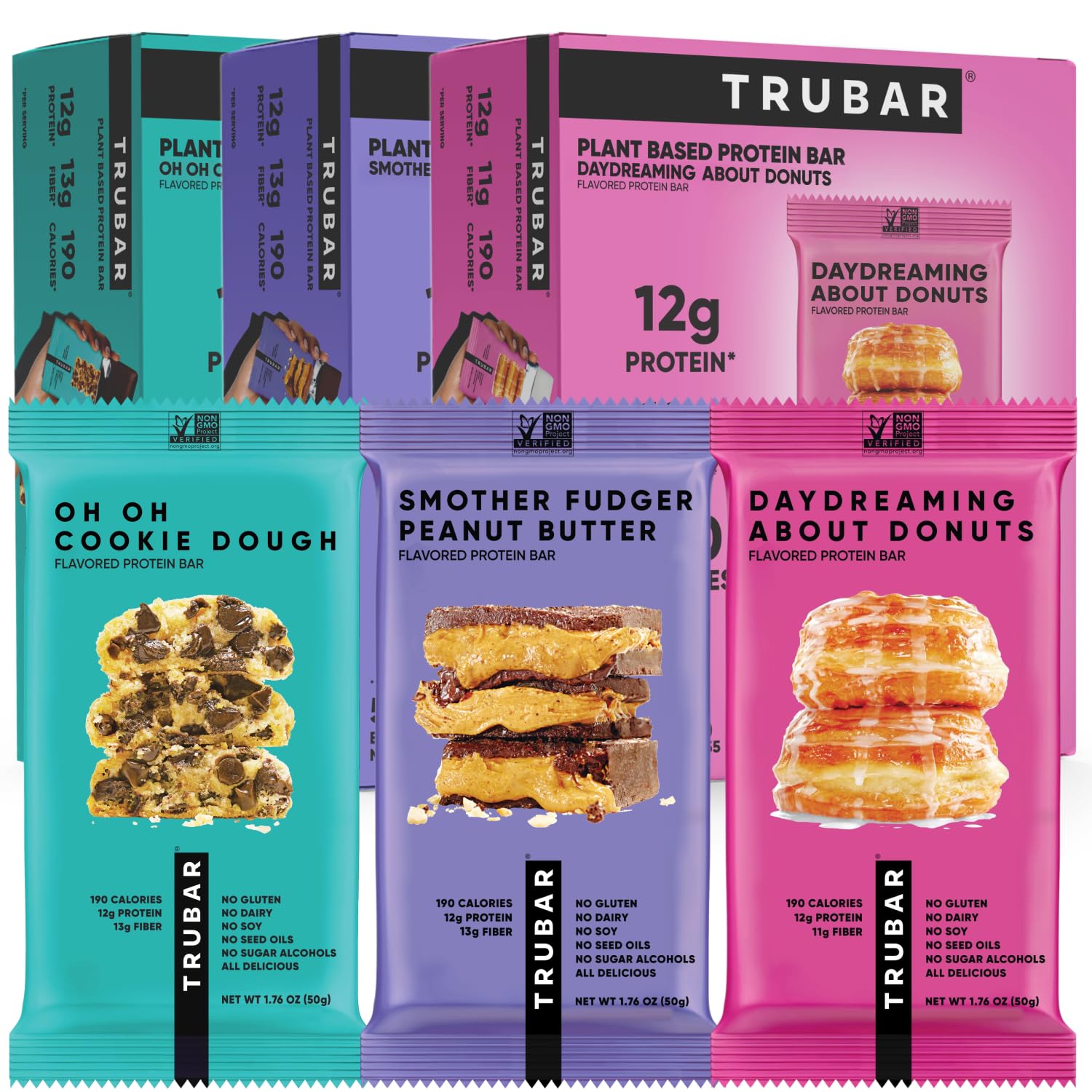 TRUBAR Vegan Protein Bars Variety Pack | Plant-Based Snack


