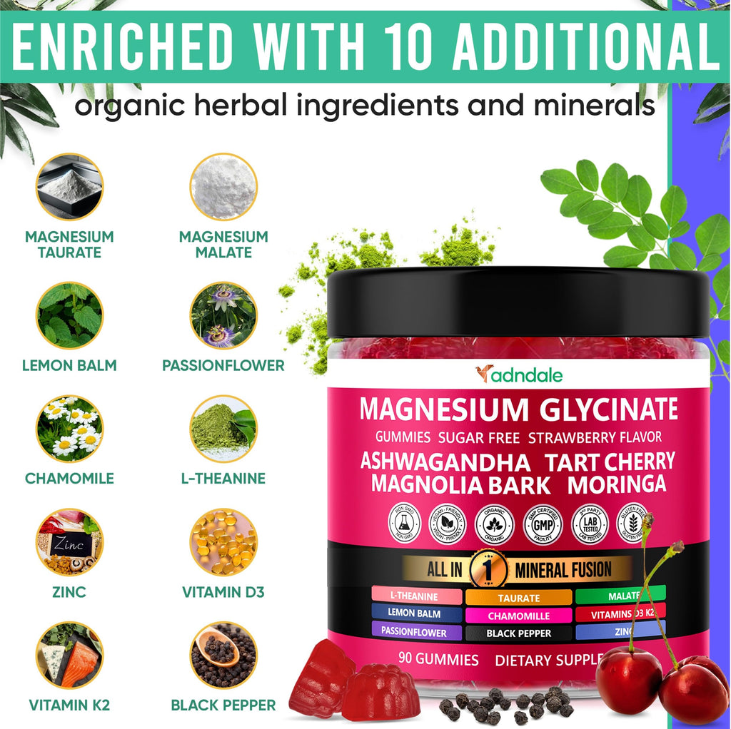 Adndale Magnesium Glycinate Gummies 400 mg | Wellness Blend

