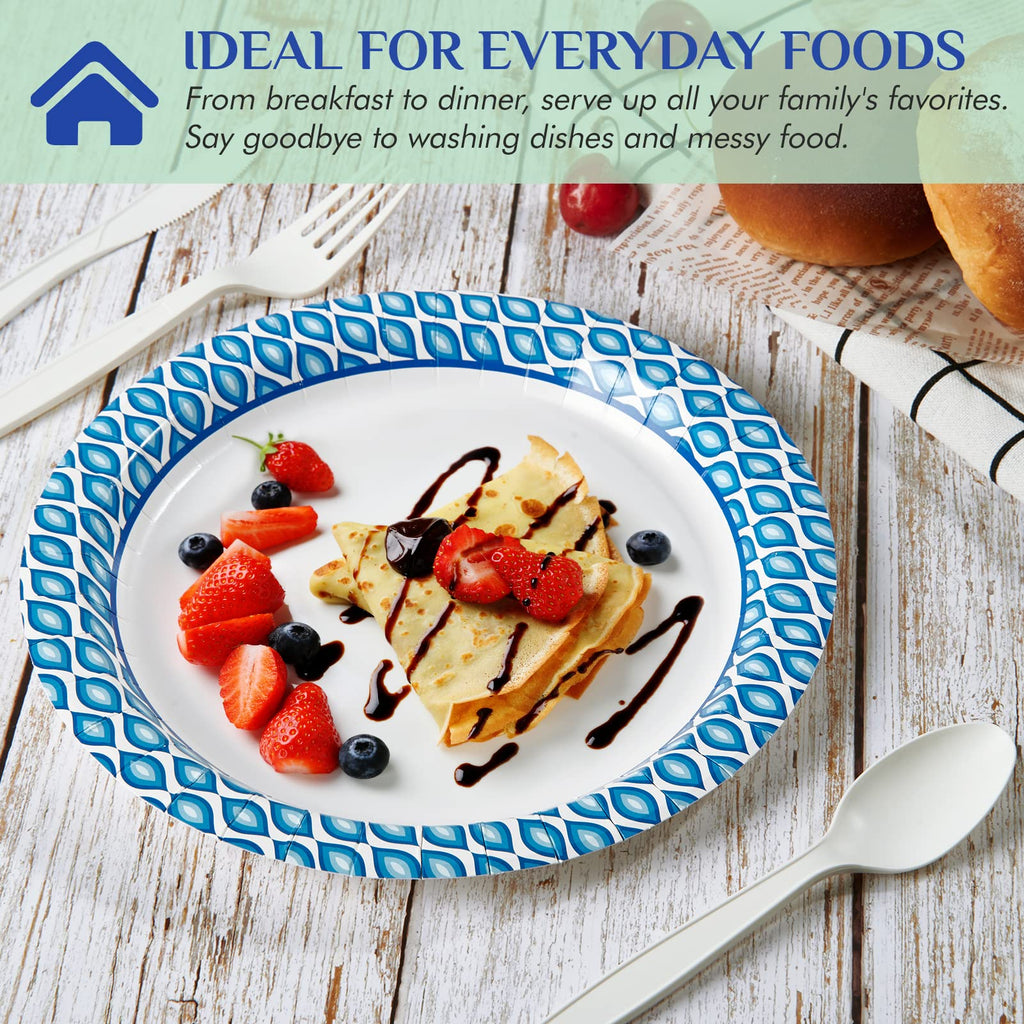 MUCHII 8.375 Inch Disposable Paper Plates - Soak-Proof

