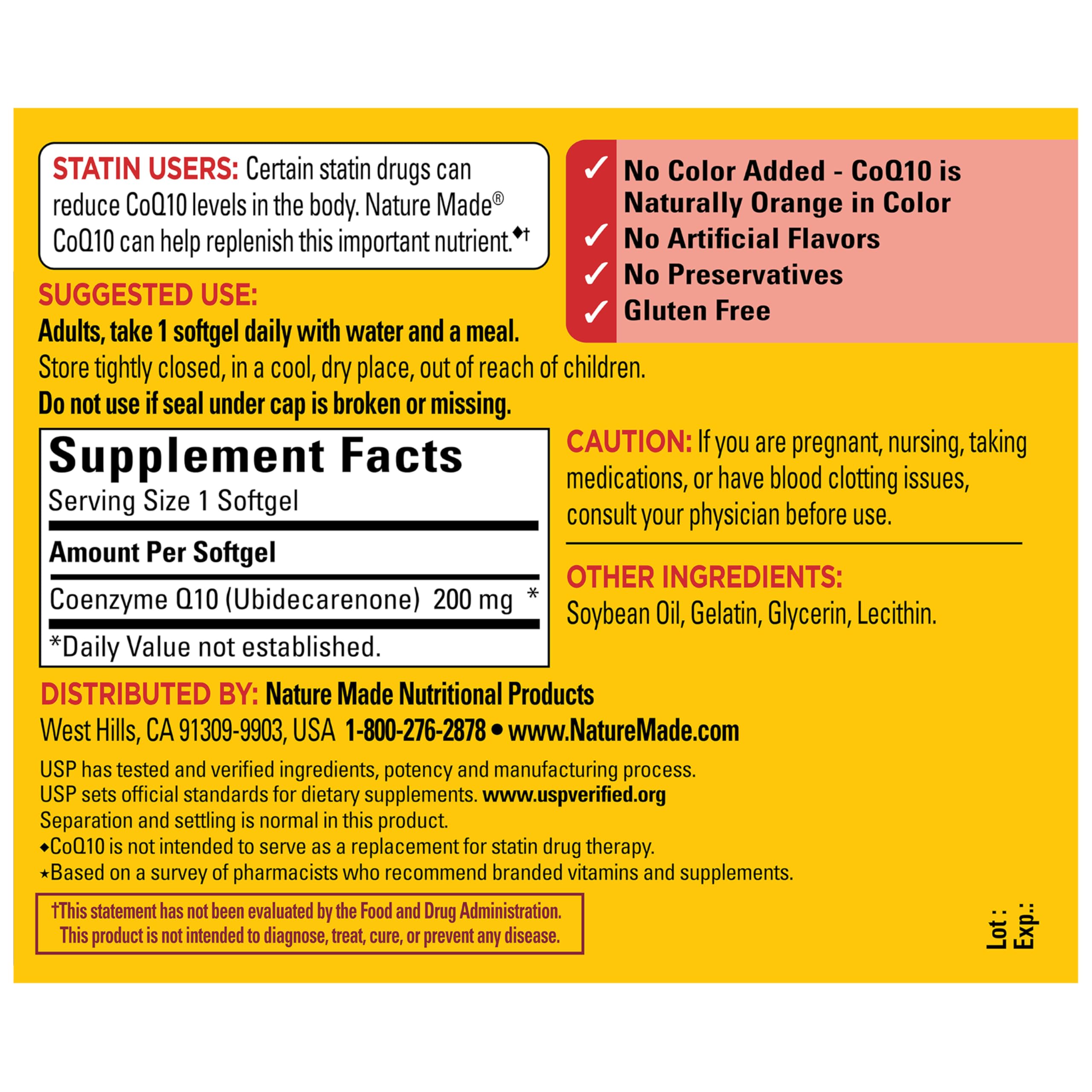 Nature Made CoQ10 200 mg Softgels for Heart Health

