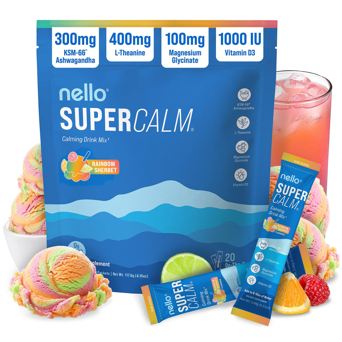 Nello SuperCalm Powdered Drink Mix Adaptogenic Sleep Support