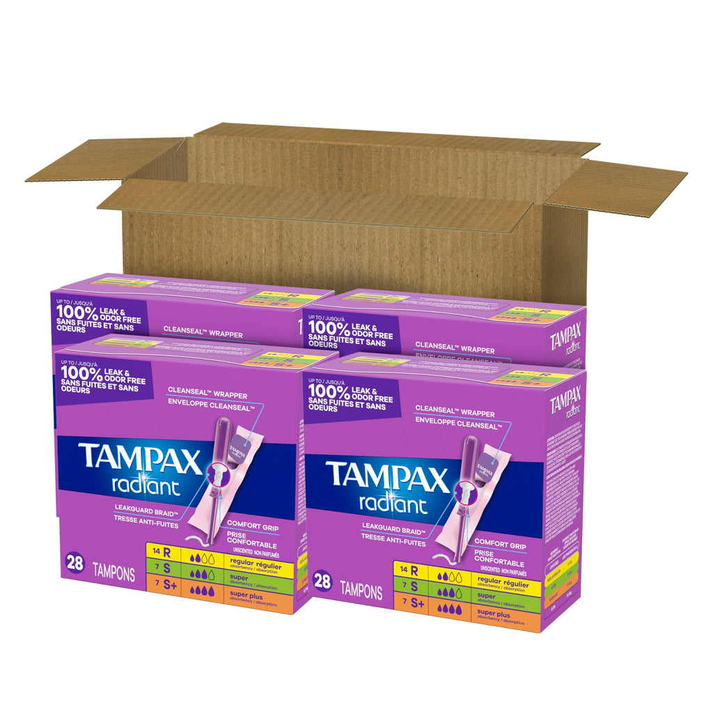 Tampax Radiant Tampons Unscented | LeakGuard Braid


