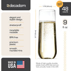 DECADORN Clear Stemless Champagne Flutes BPA-Free

