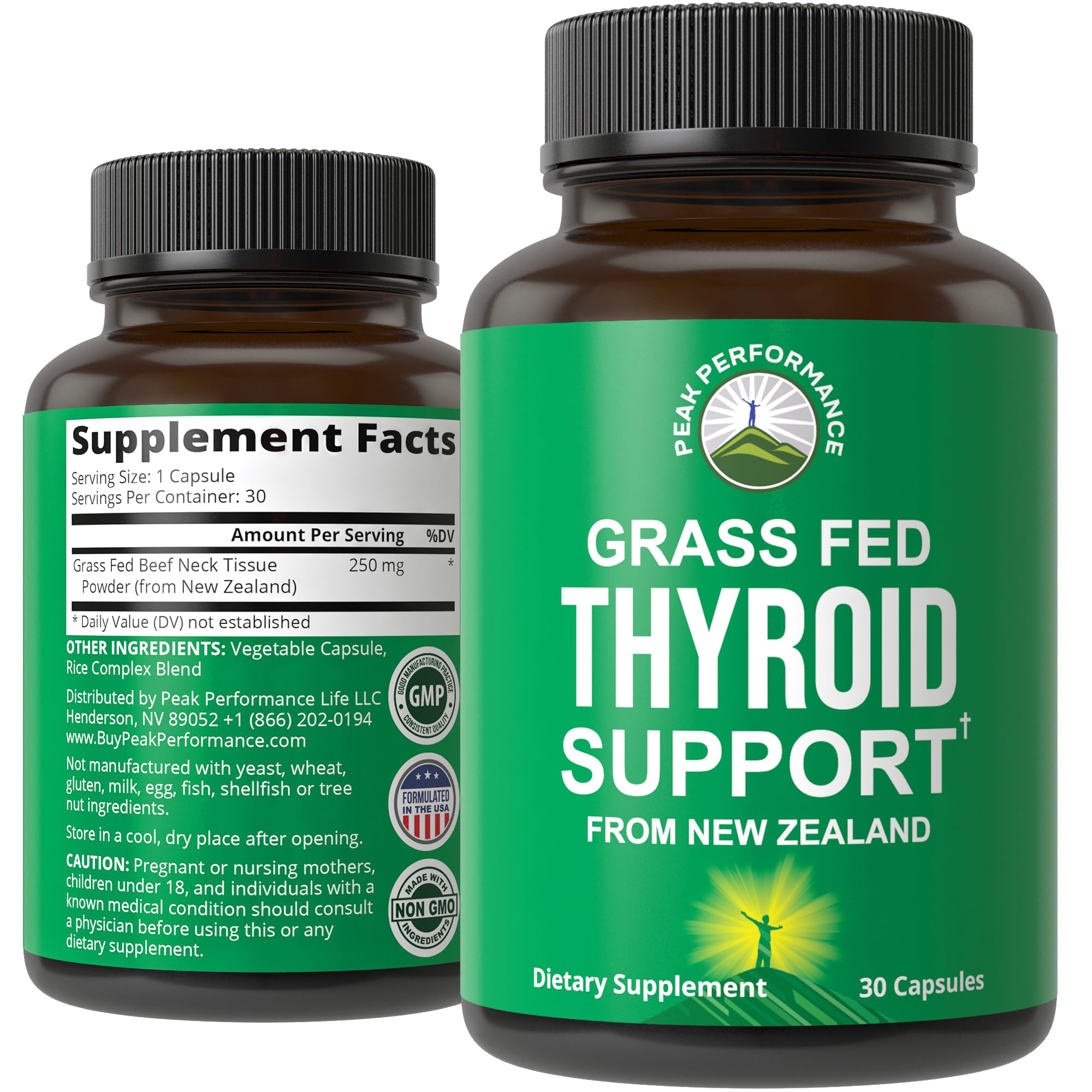 Beef Thyroid Glandular Capsules - Desiccated Thyroid Support

