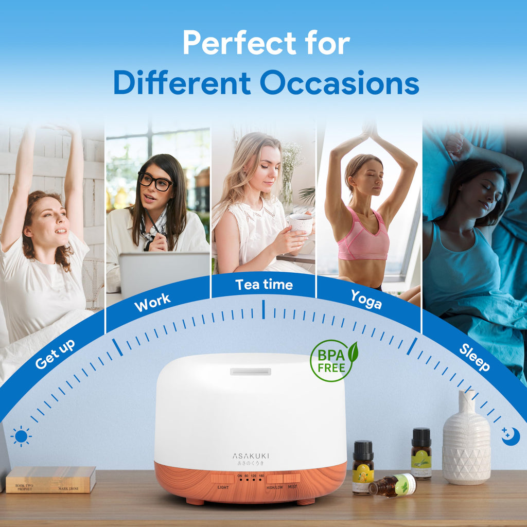 ASAKUKI Essential Oil Diffuser 500ml | Remote Included

