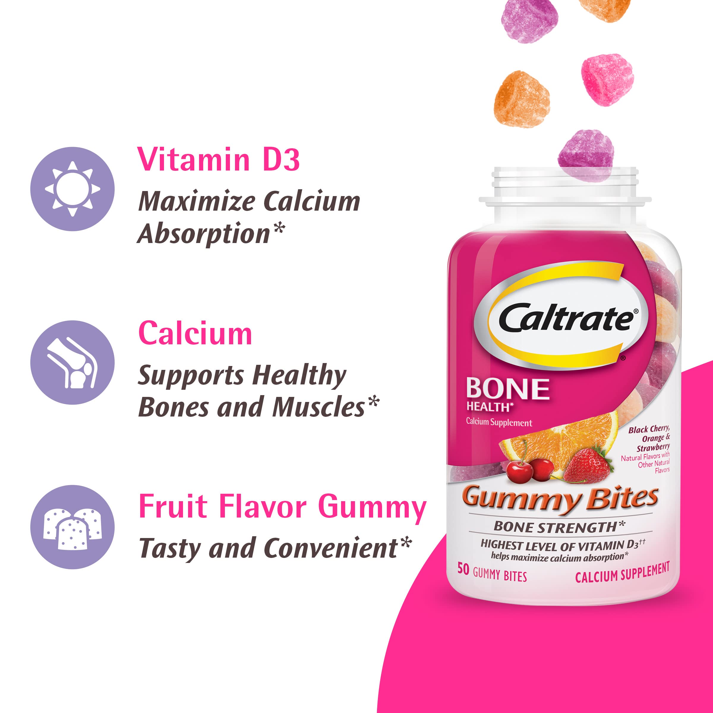 Caltrate Gummy Bites Calcium and Vitamin D Supplement


