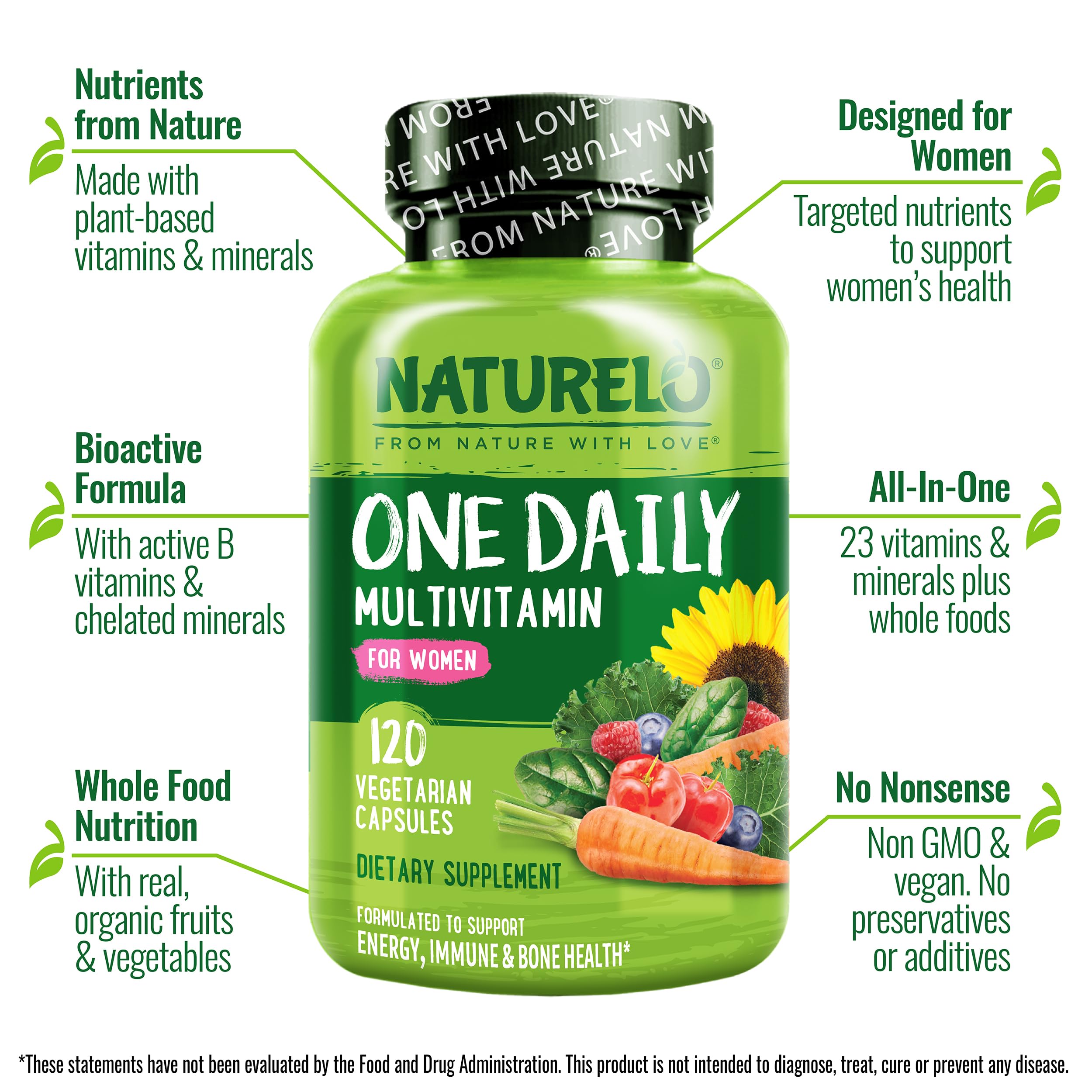 Naturelo Multivitamin for Women – One Daily, Vegan Non-GMO

