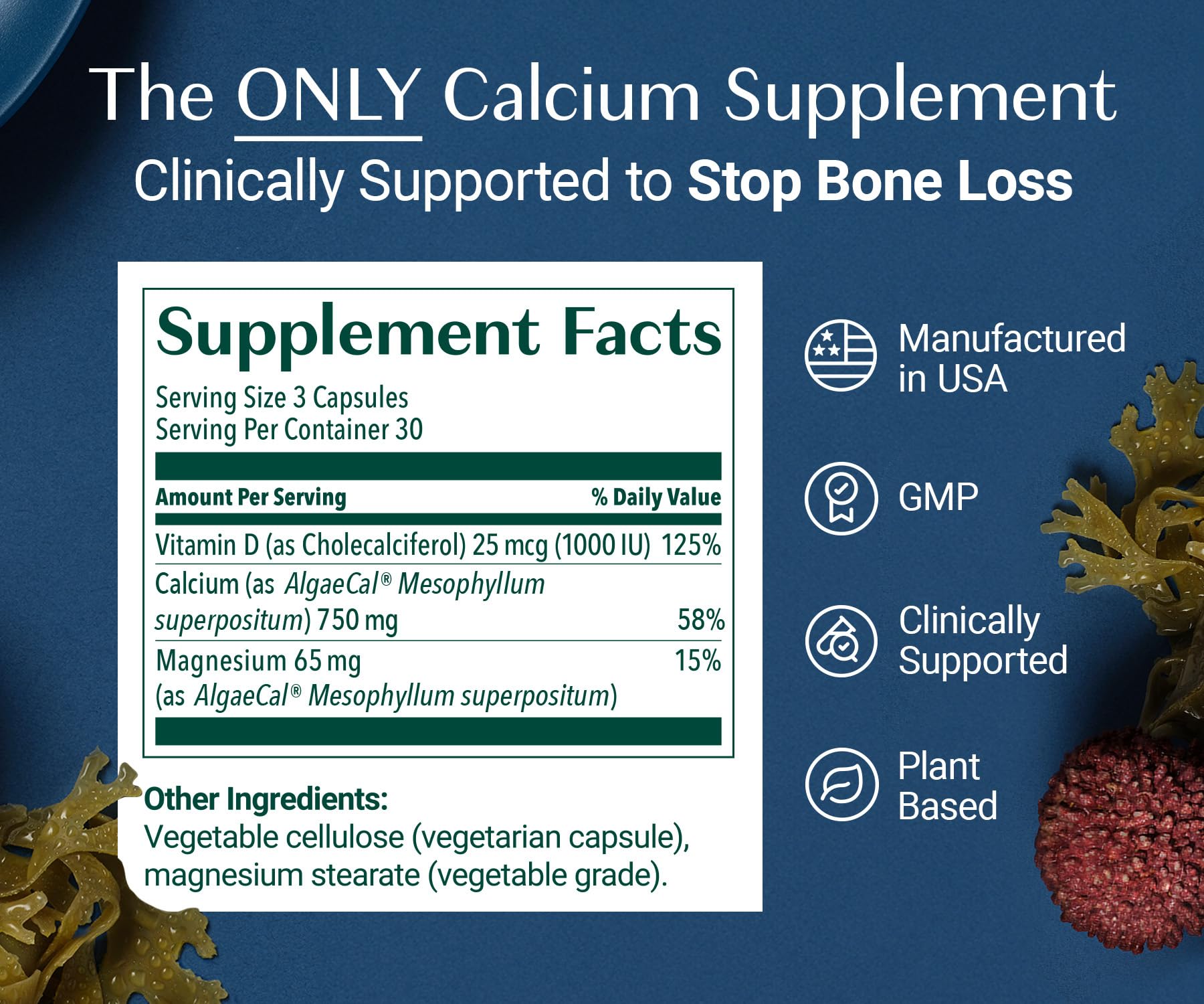ALGAECAL Plant Based Calcium with Vitamin D3 1000 IU

